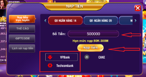 Nạp tiền 68 Game Bài bằng QR ngân hàng