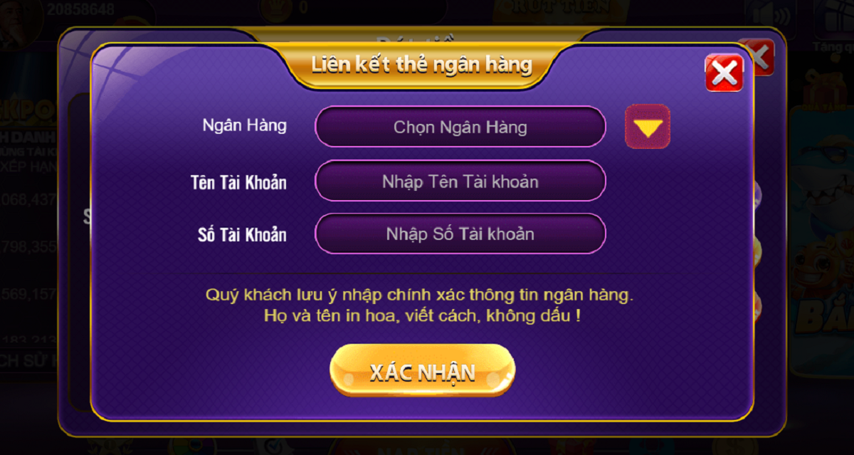 Hướng dẫn liên kết tài khoản vào hệ thống 68 Game Bài